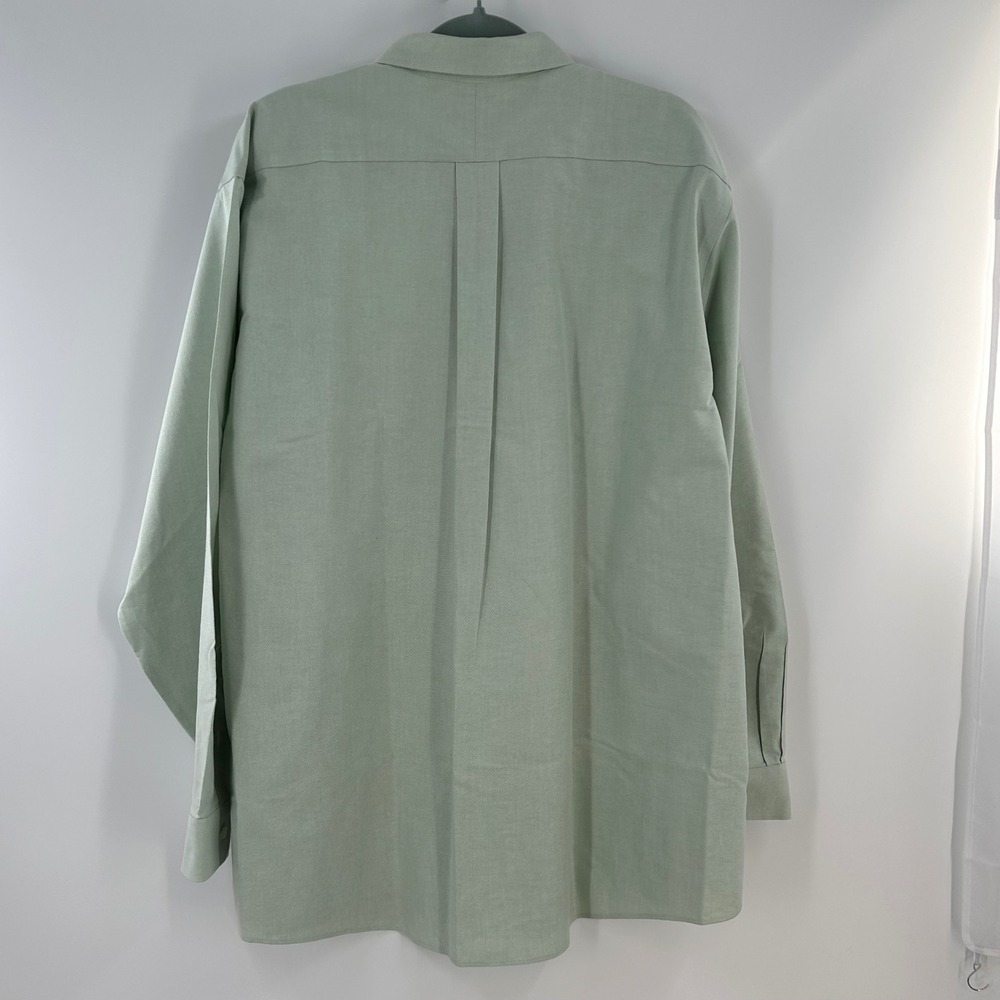 LL Bean Mens 17.5 35 Traditional Fit Wrinkle Resistant Oxford Shirt Sage Green - Picture 7 of 8